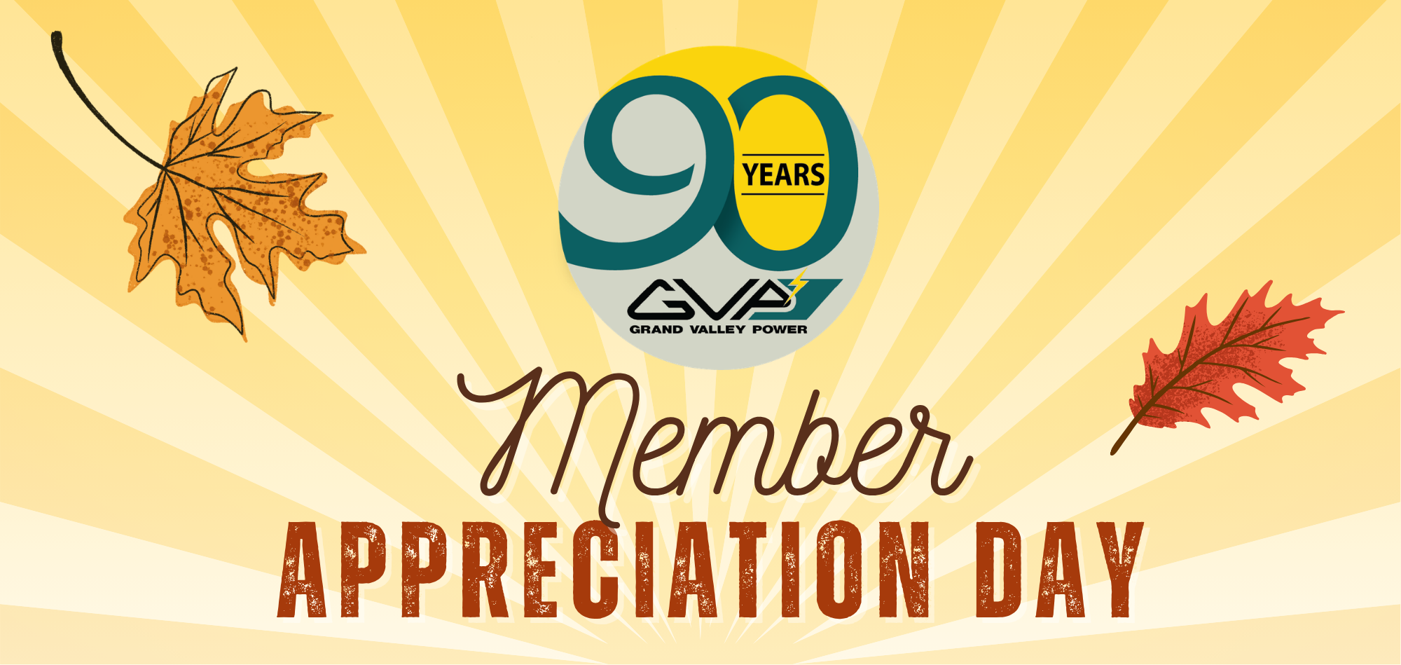 Rays of sunshine coming from the words Member Appreciation Day